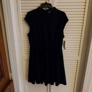 Juniors Dress Black Skater Dress with Cap Sleeves